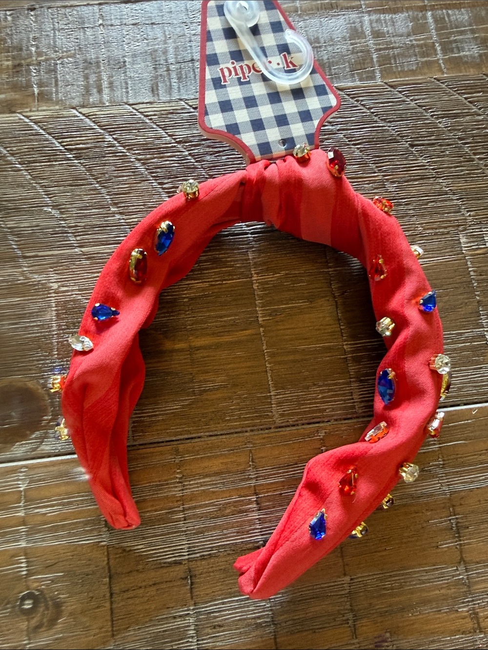 PiperK NWT Red Jeweled Knotted Headband